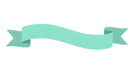 Ribbon banner, curve badge, label, title box, clip art, png isolated on transparent background. A light teal ribbon banner with curled ends, isolated on a white background, suitable for adding text.