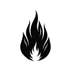 Silhouette of Fire Flame Hot Energy in Black and White, A Symbol of Warmth, Passion, and Transformation