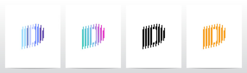 Vertical Lines Stripes Rises Parallel Initial Letter Logo Design D