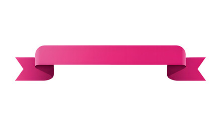 Ribbon banner, curve badge, label, title box, clip art, png isolated on transparent background. A vibrant pink ribbon banner, isolated on a clean white background, ready for text.