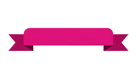 Ribbon banner, curve badge, label, title box, clip art, png isolated on transparent background. A magenta ribbon banner with angled ends, centered on a white background, for text or graphic overlay.