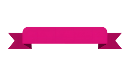 Ribbon banner, curve badge, label, title box, clip art, png isolated on transparent background. A magenta ribbon banner with angled ends, centered on a white background, for text or graphic overlay.