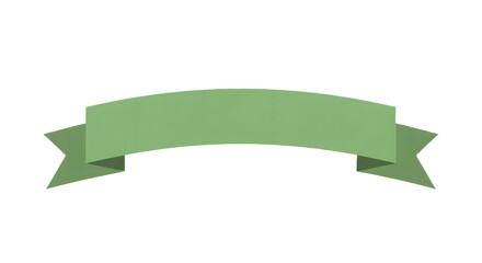Ribbon banner, curve badge, label, title box, clip art, png isolated on transparent background. A simple green banner with a curved shape, isolated on white background.