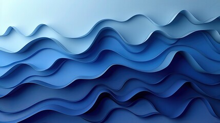 Fototapeta premium 3D render of abstract background with blue paper curves, close - up, low - angle view, minimal concept 