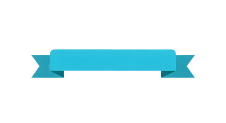 Ribbon banner,Ribbon banner, curve badge, label, title box, clip art, png isolated on transparent background. A simple, light-blue banner with a rectangular central section and pointed ends, isolated.