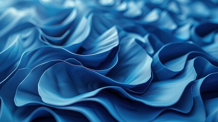 Obraz premium 3D render of abstract background with blue paper curves, close - up, low - angle view, minimal concept 