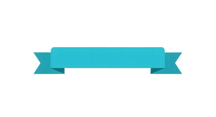 Ribbon banner, curve badge, label, title box, clip art, png isolated on transparent background. A simple, turquoise banner with a flat design, floating against a white background.