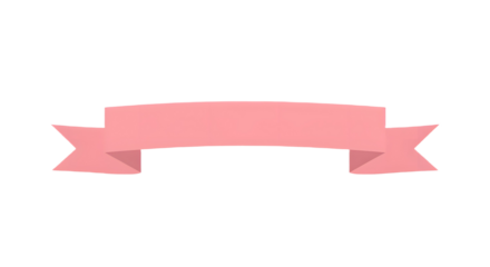 Ribbon banner, curve badge, label, title box, clip art, png isolated on transparent background. A simple pink banner with a curved top and pointed ends.