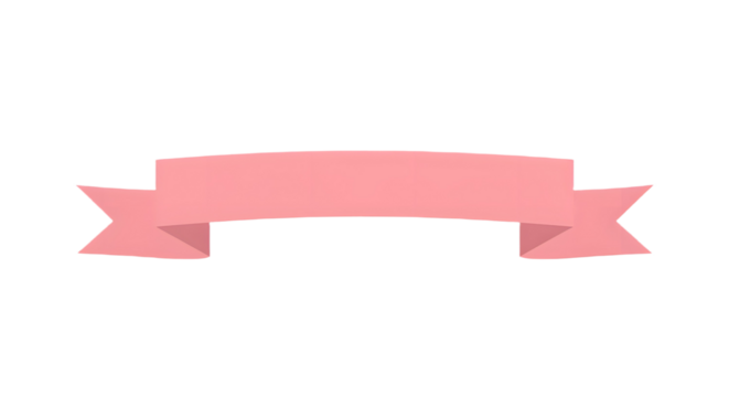 Ribbon banner, curve badge, label, title box, clip art, png isolated on transparent background. A simple pink banner with a curved top and pointed ends.