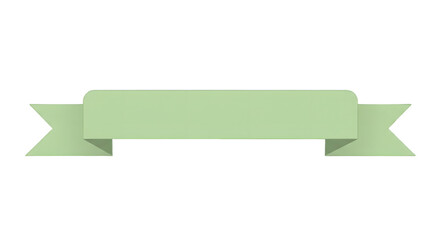 Ribbon banner, curve badge, label, title box, clip art, png isolated on transparent background. A light green banner with pointed ends, isolated on a white background.