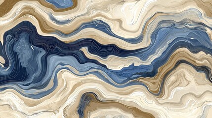 Abstract blue and brown background with wavy lines, fluid shapes and dynamic gradient, elegant design element
