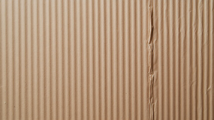 Corrugated cardboard texture: close-up shot of brown cardboard with a seam. Shows the material's repetitive pattern and subtle imperfections. Great for backgrounds.