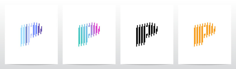 Vertical Lines Stripes Rises Parallel Initial Letter Logo Design P