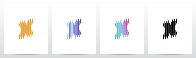 Vertical Lines Stripes Rises Parallel Initial Letter Logo Design X