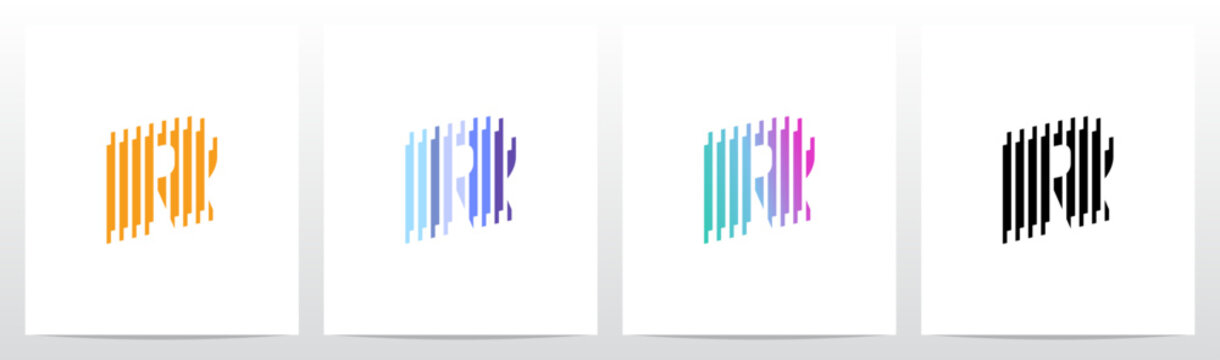 Vertical Lines Stripes Rises Parallel Initial Letter Logo Design R