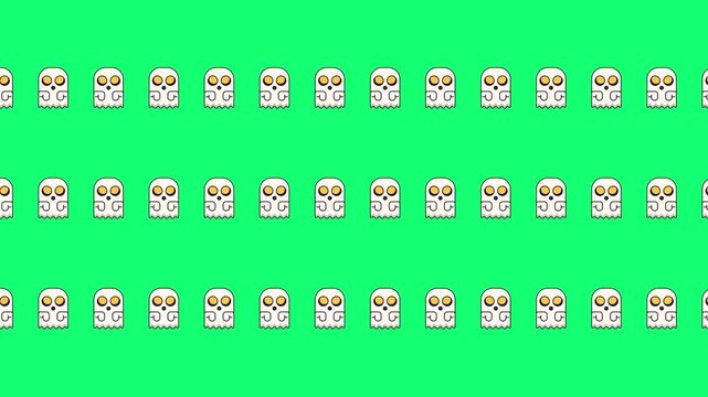 Repetitive Skull Pattern on Green Background | Skull Motif for Halloween and D&iacute;a de Muertos