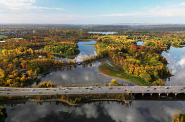 Fototapeta premium Canadian autumn in Laval, Quebec