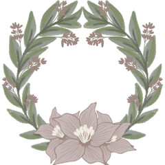 Delicate Floral Wreath with Pastel Leaves and Soft Pink Blooms
