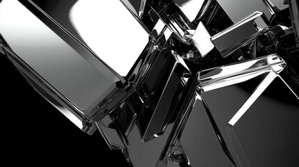 Abstract metallic composition with sharp angular forms