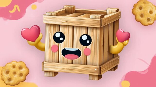 Cute wooden crate with hearts