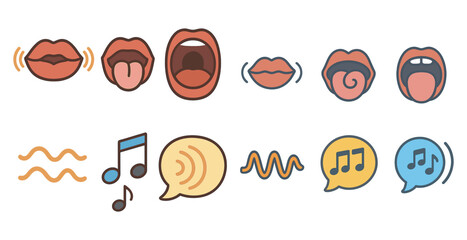 Communication line icons set – outline, speech, conversation, and language symbols