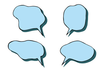Set of hand drawn speech bubble Blank empty message box Textbox frame for banners, price tags, stickers, design