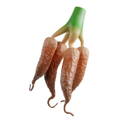 A Bunch of Freshly Harvested Cassava Roots with Green Stems Against a Transparent Background Detailed Vegetable Illustration for Food and Agriculture Concepts