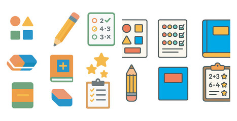 Educational outline icons set – flat, linear, learning and teaching symbols