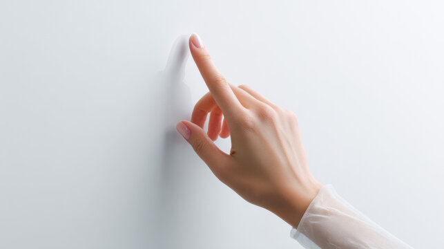 Mockup of human hand touching a biointerface surface for interaction exploration