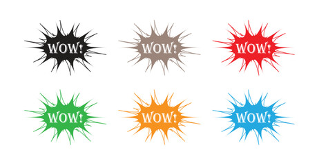 Wow Text Comic Blast Shape Icon Set