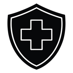 Health shield with cross symbol for healthcare protection concept
