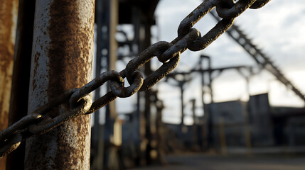 Industrial Decay: Rusty Chain and Metal Structure