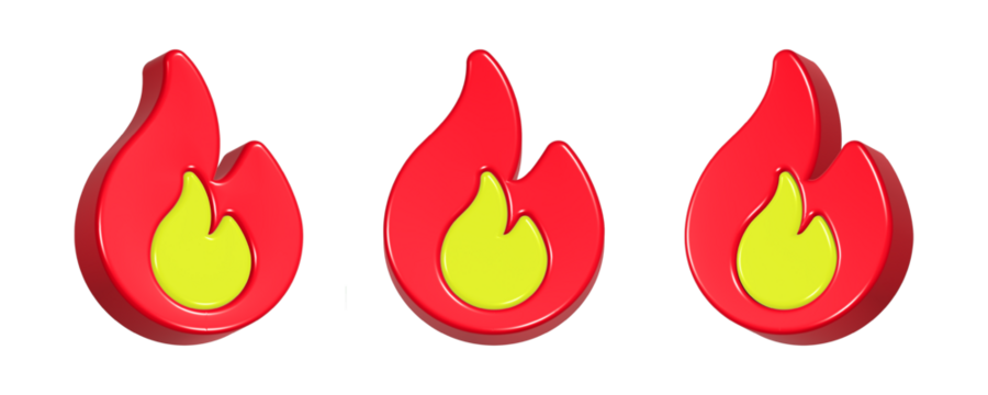 red and yellow fire 3d rendering design icon symbol