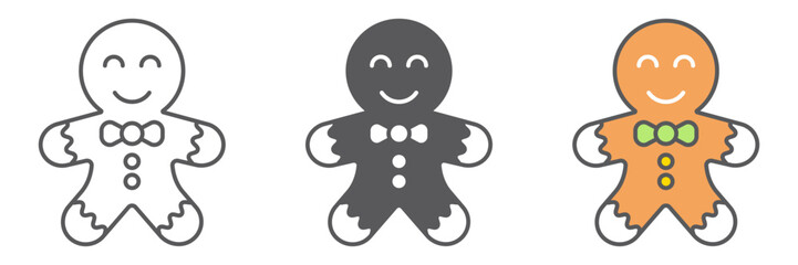 Gingerbread cookie icon, christmas and sweets, xmas dessert sign, vector graphics, a linear pattern on a white background. editable stroke