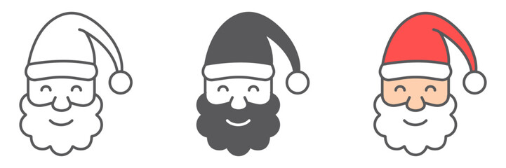 Santa Claus icon, christmas and new year, character face sign, vector graphics, a linear pattern on a white background. editable stroke