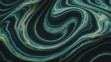 Mesmerizing abstract swirls of deep emerald and teal hues create a dynamic fluid art texture for modern backgrounds