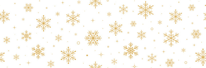 Seamless gold snowflake pattern christmas holiday winter background.