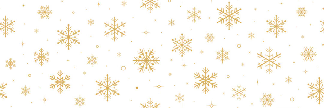 Seamless gold snowflake pattern christmas holiday winter background.