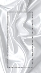 White silk fabric with a framed border