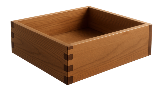 Wooden sliding drawer with dovetail joints, ideal for organizing clothes in a dresser.
