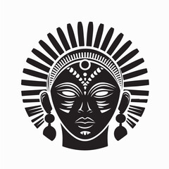 Mayan Tribal Face Symbol Ancient Culture Vector Isolated Illustration