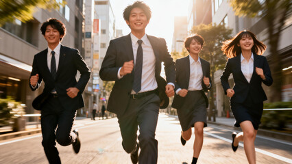 走る若いビジネスマン