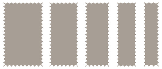 Postage stamp set. Postage stamp icons and frames vector, Mockup postage stamps, Blank postage stamp borders templates.