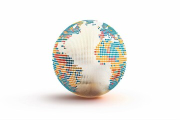 Global Connections Dot Matrix Earth Map Illustration for Education and on transparent background