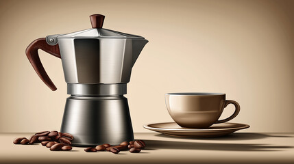 moka pot with coffee cup classic espresso maker home brewing morning caffeine ritual