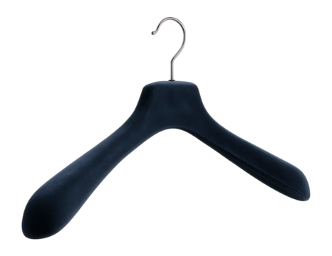 Extra-wide velvet hanger to maintain suit shape in home closets.