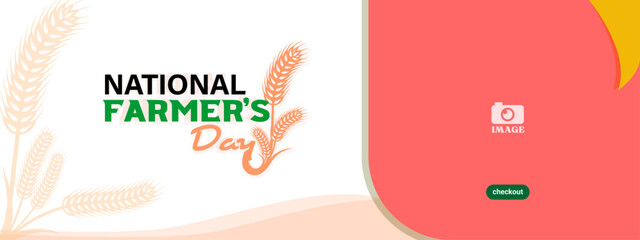 National Farmers Day. Banner design with wheat logotype for greeting, advertising