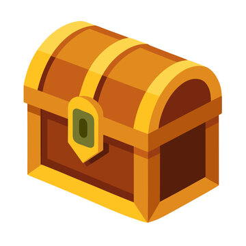 Treasure chest cartoon object on a white background vector illustration