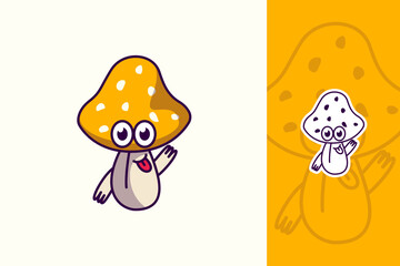 Cute Mushroom Mascot Character Logo – Funny Cartoon Fungi Vector Illustration for Organic Food, Cafe, or Kids Brand Design