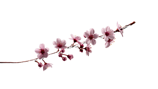 Delicate pink blossoms on a branch creating a serene and elegant floral display against a